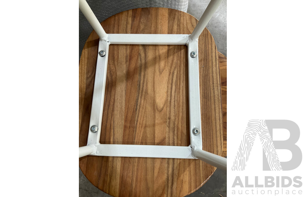 Set of 6 Elm Wood Barstools