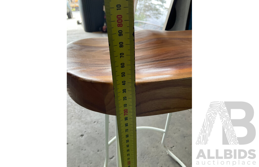 Set of 6 Elm Wood Barstools