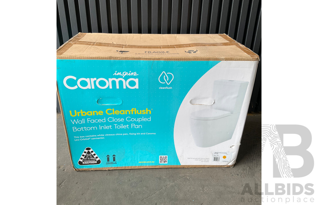 CAROMA Urbane CleanFlush Bottom Inlet Toilet Suite (843115W)