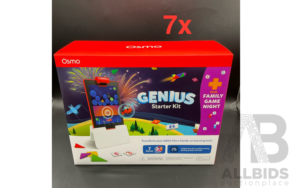 OSMO Genius Starter Kit for Ipad, 7 Games Focusing on Math, Spelling and Problem Solving Skills - Lot of 7