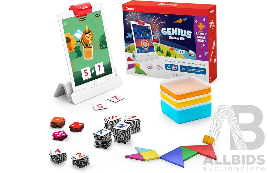 OSMO Genius Starter Kit for Ipad, 7 Games Focusing on Math, Spelling and Problem Solving Skills - Lot of 7