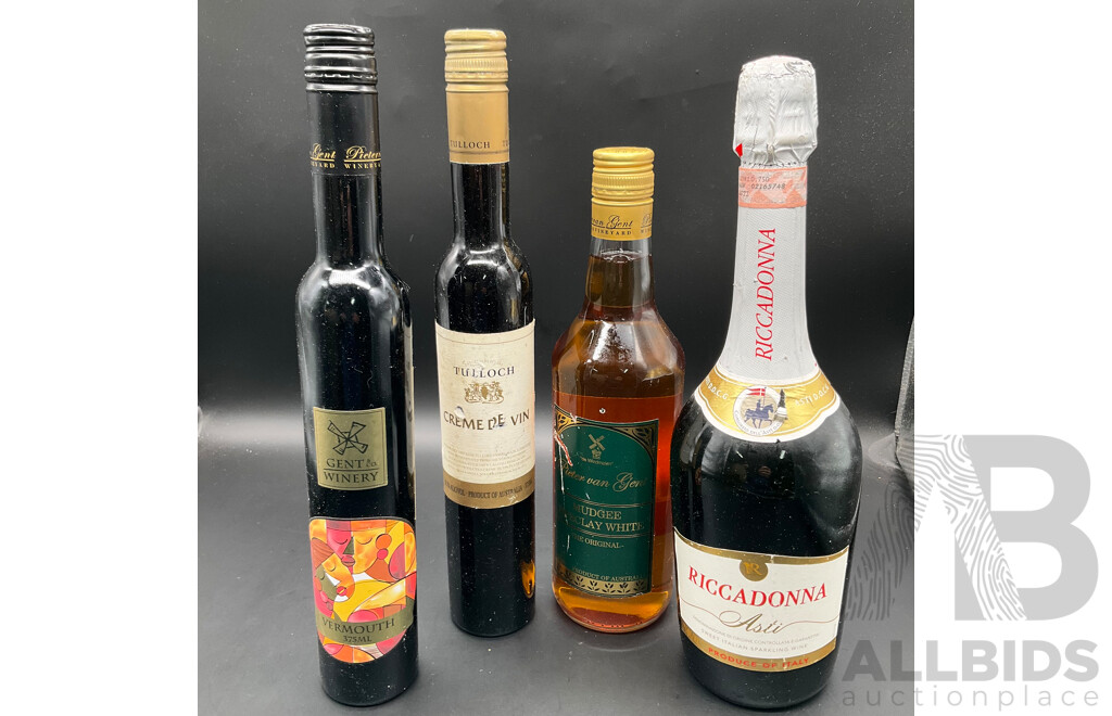 Collection of Wines, Including Riccadonna Asti, Mudgee Pipeclay White, Gent & Co. Winery and Tulloch - Lot of 4