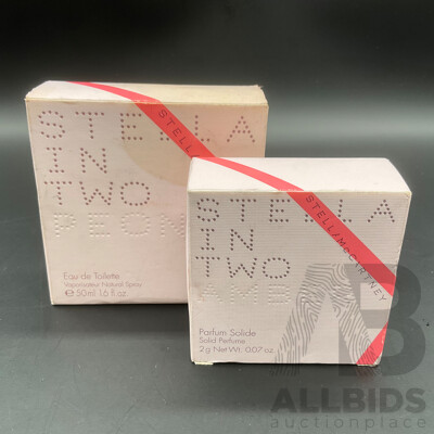 STELLA McCARTNEY 'In Two Peony'' 50ml Eau De Toilette and ''In Two Amber'' 2g Parfum Solide - Lot of 2