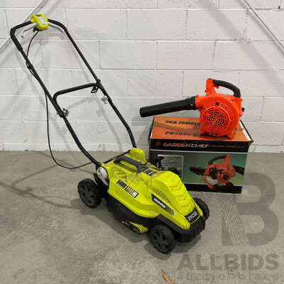 RYOBI Lawn Mower and GARDEN CHIEF Blower