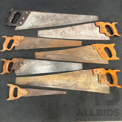 Six Vintage Hand Saws, Including Henry Disston & Son, Spear & Jackson, W. Marples & Sons and Others