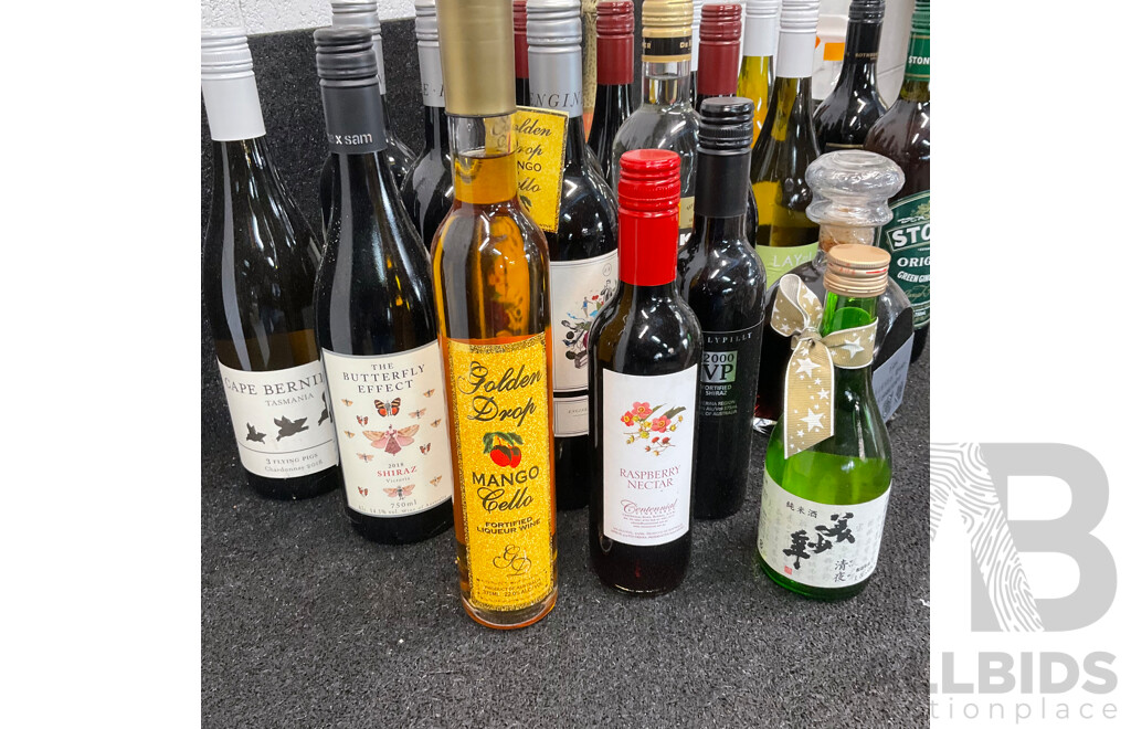 Collection of Assorted Bottles of Alcoholic Beverages, Including Wines, Liqueurs and Spirits - Lot of 23