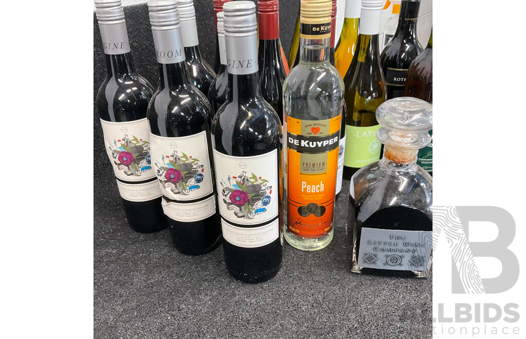 Collection of Assorted Bottles of Alcoholic Beverages, Including Wines, Liqueurs and Spirits - Lot of 23