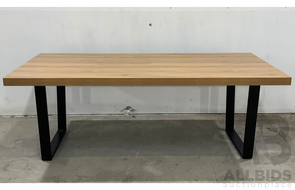 FHL Dinning Table - Timber Top Metal Leg