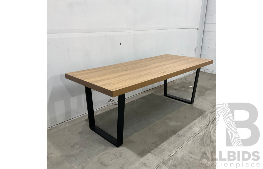 FHL Dinning Table - Timber Top Metal Leg
