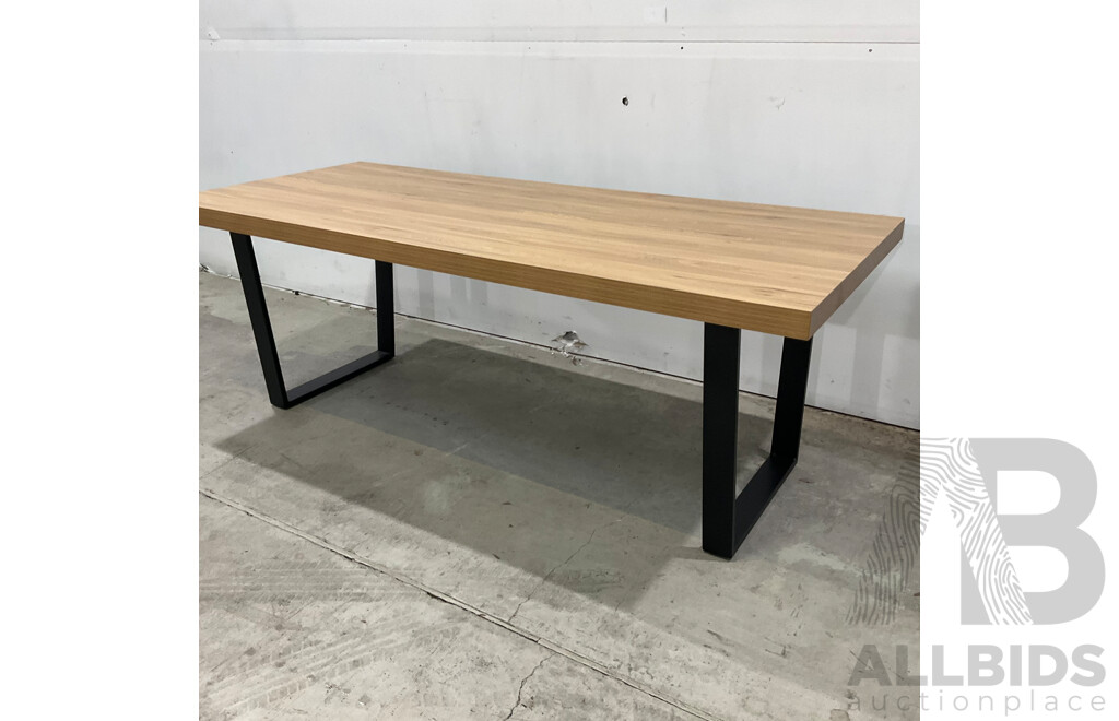 FHL Dinning Table - Timber Top Metal Leg
