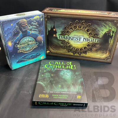 Darkest Night Second Edition & Call of Cthulhu Starter Set & Nemo's War   Borad Game - Lot of 3