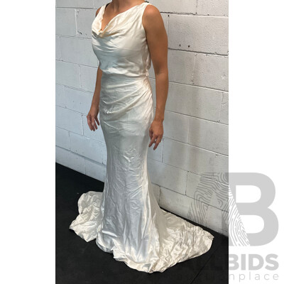 Beige Silk Fishtail Dress/Gown