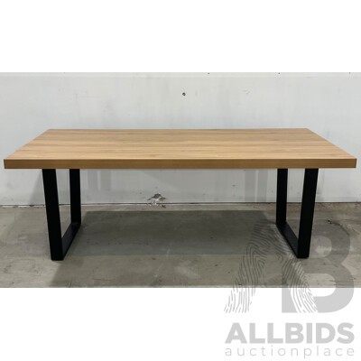 FHL Dinning Table - Timber Top Metal Leg