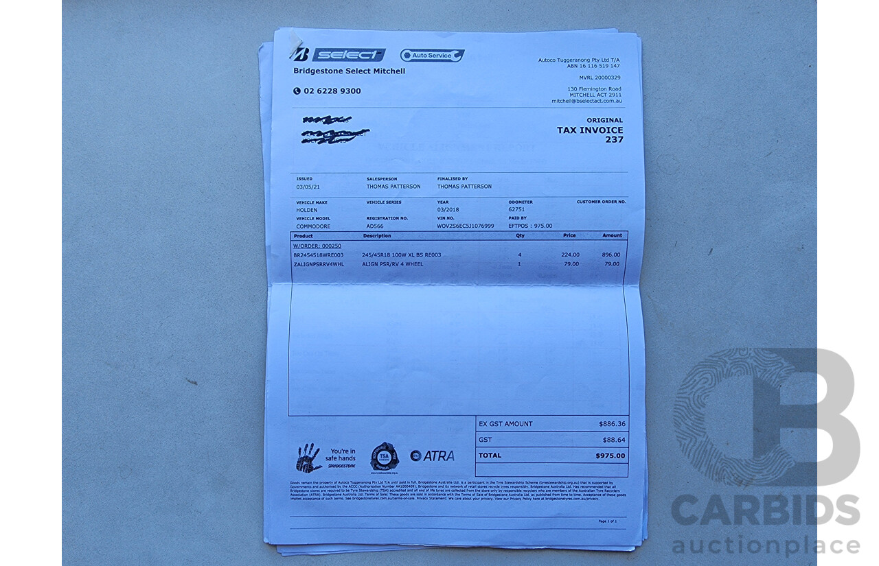 3/2018 Holden Commodore RS ZB-Series MY18 5D Liftback White Turbo 2.0L