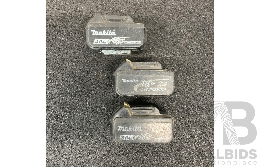 MAKITA 18V Lithium-ion 4.0Ah and 3.0Ah Battery - Lot of 3