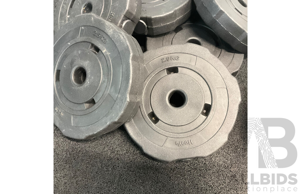 Weight Plates 8 X 2.5k and 4 X 3kg and Mini Exercise Bike - Lot of 13