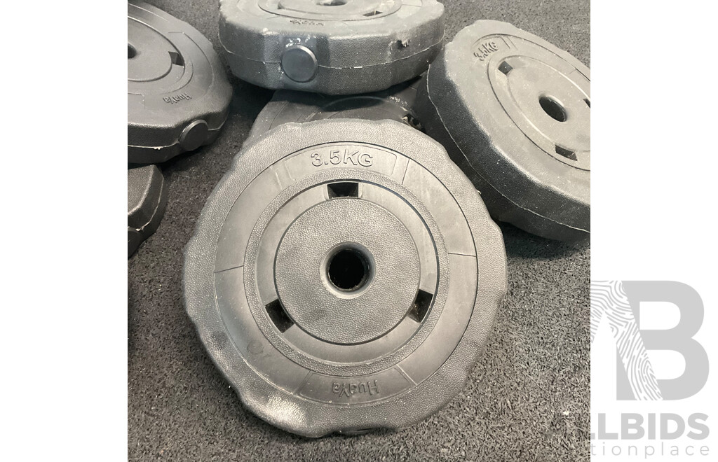 Weight Plates 8 X 2.5k and 4 X 3kg and Mini Exercise Bike - Lot of 13