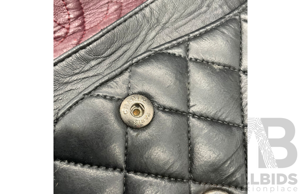 Single Flap Black Jumbo Bag in Quilting Pattern Branded CHANEL