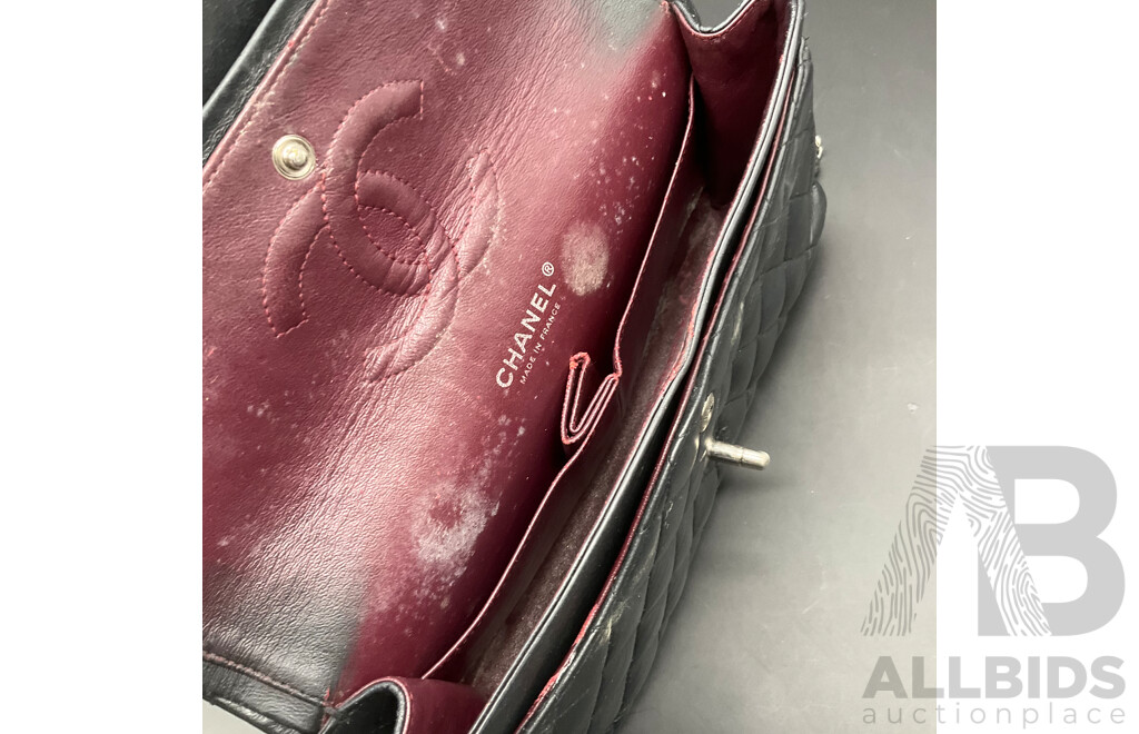 Single Flap Black Jumbo Bag in Quilting Pattern Branded CHANEL