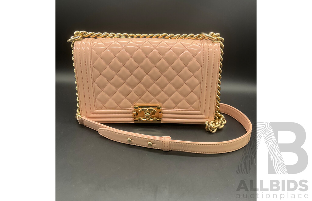 Boy Pink Bag in Quilting Pattern Design Branded CHANEL