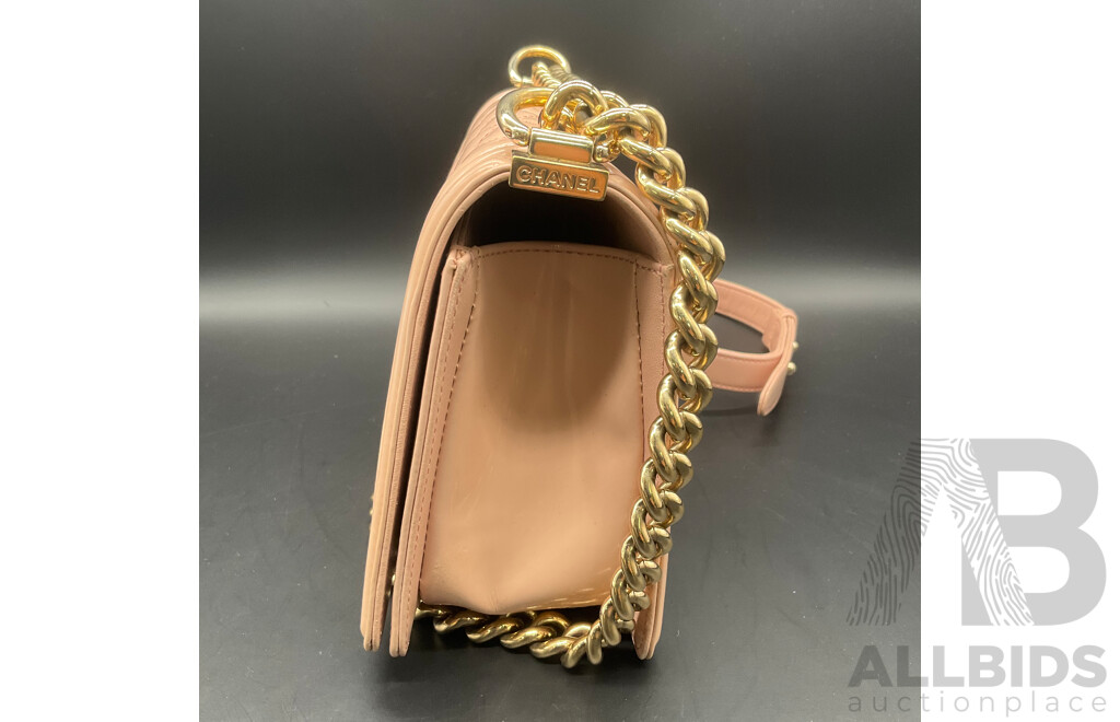 Boy Pink Bag in Quilting Pattern Design Branded CHANEL