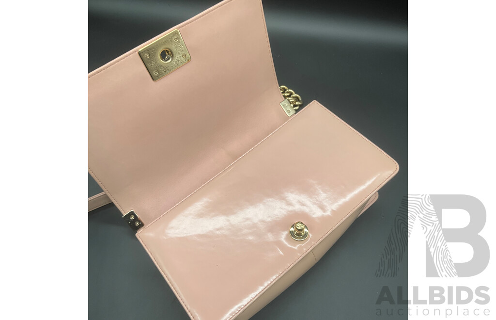 Boy Pink Bag in Quilting Pattern Design Branded CHANEL