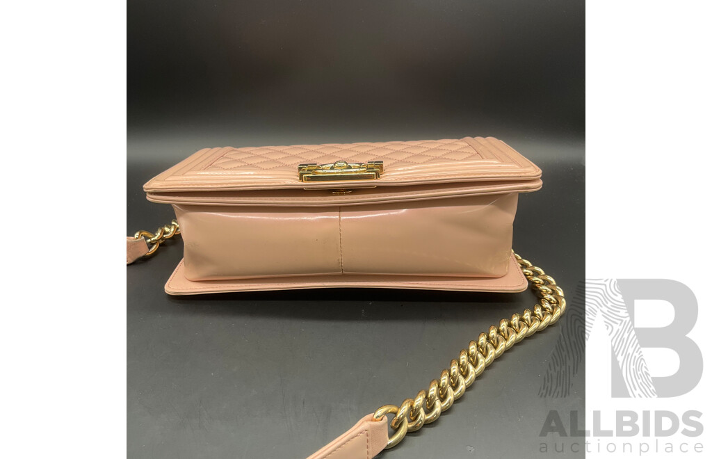 Boy Pink Bag in Quilting Pattern Design Branded CHANEL