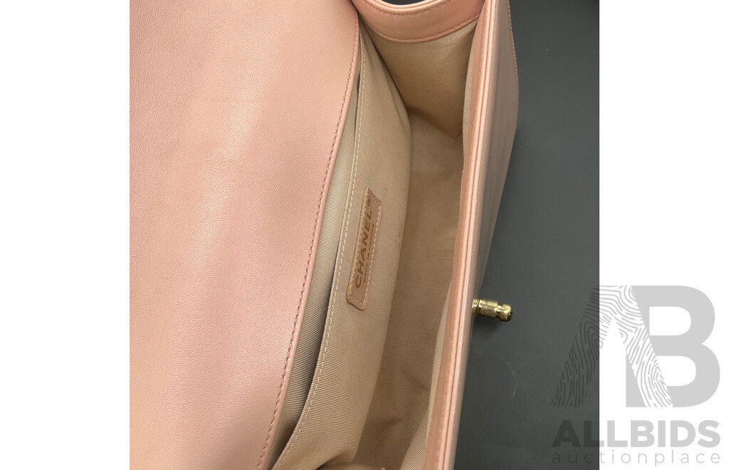 Boy Pink Bag in Quilting Pattern Design Branded CHANEL