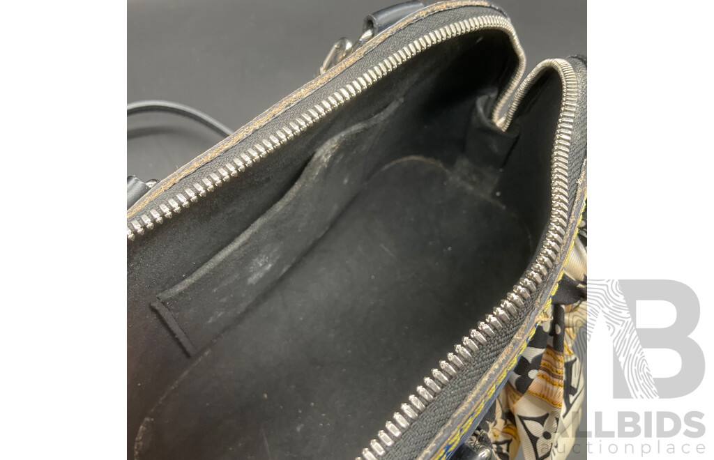 Alma BB Bag in Blue Epi Denim Leather and Bag Scarf Branded LOUIS VUITTON