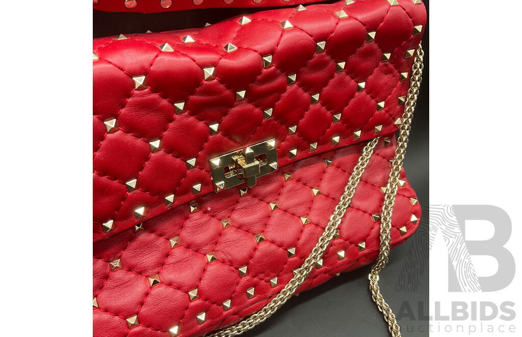 Rockstud Spike Quilted Red Bag Branded VALENTINO GARAVANI