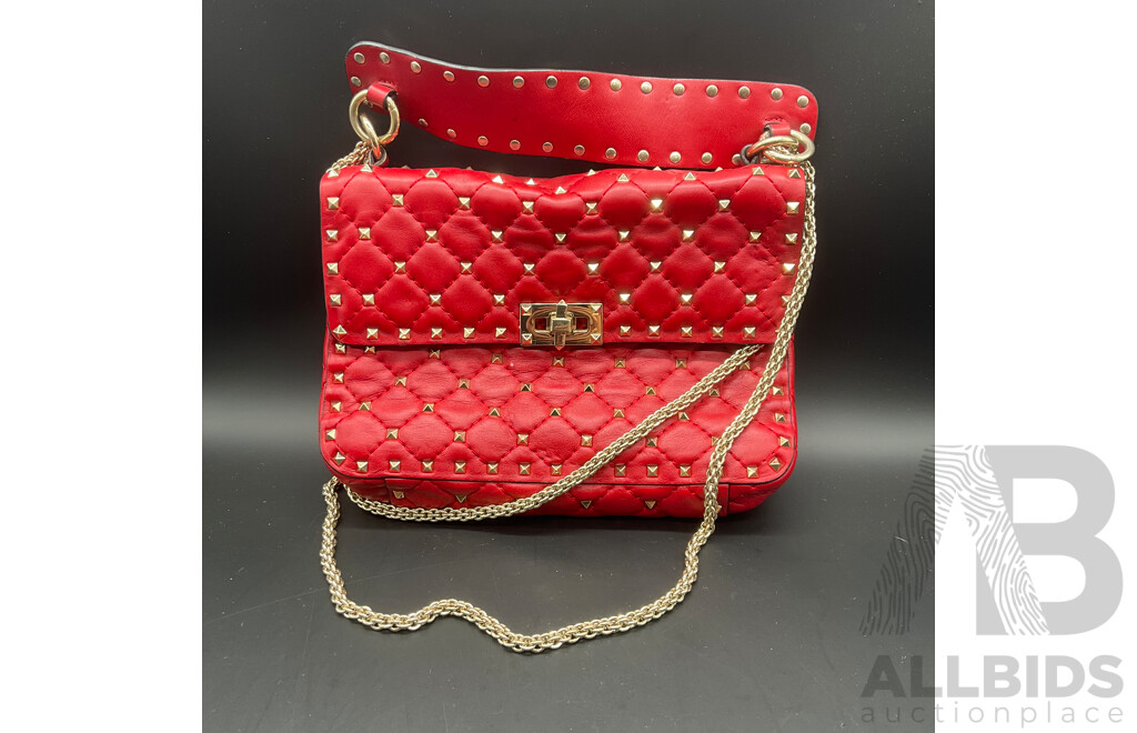 Rockstud Spike Quilted Red Bag Branded VALENTINO GARAVANI
