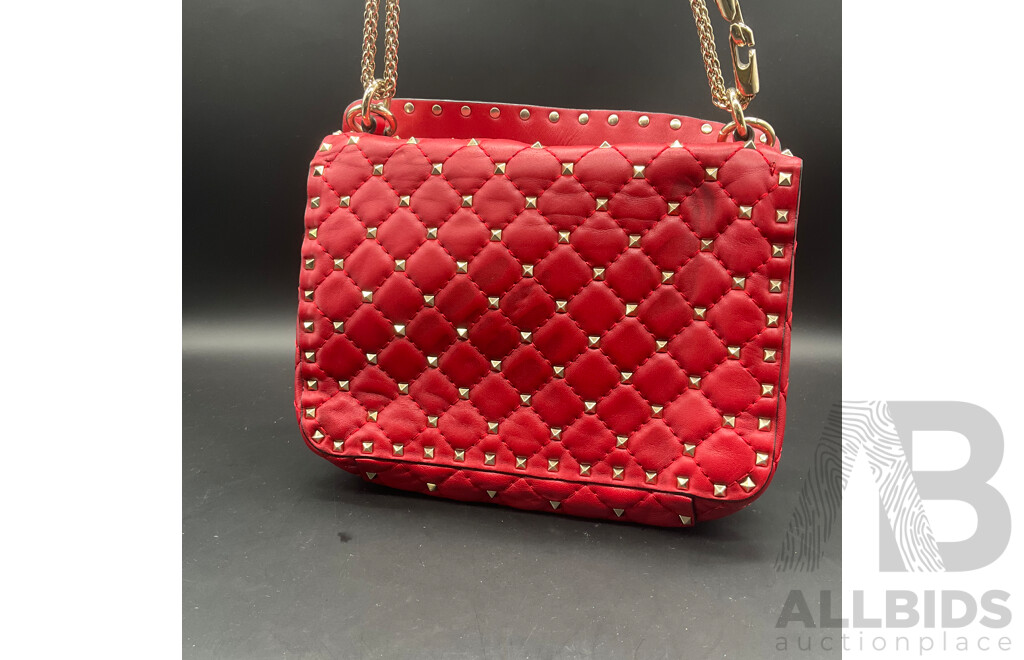 Rockstud Spike Quilted Red Bag Branded VALENTINO GARAVANI