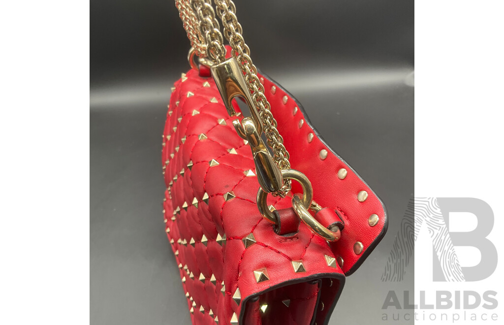 Rockstud Spike Quilted Red Bag Branded VALENTINO GARAVANI
