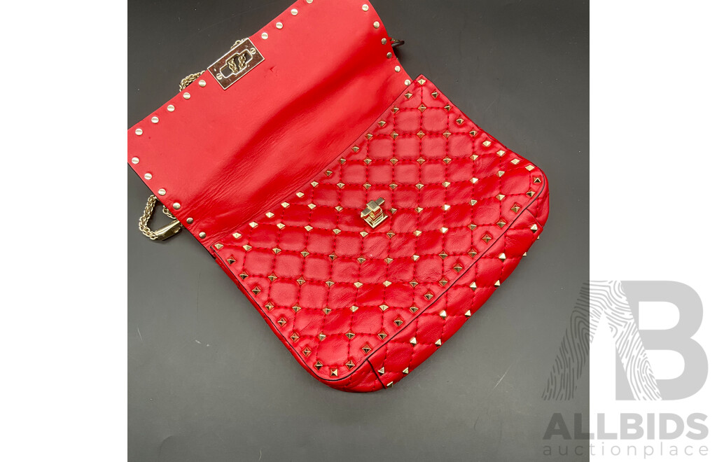 Rockstud Spike Quilted Red Bag Branded VALENTINO GARAVANI