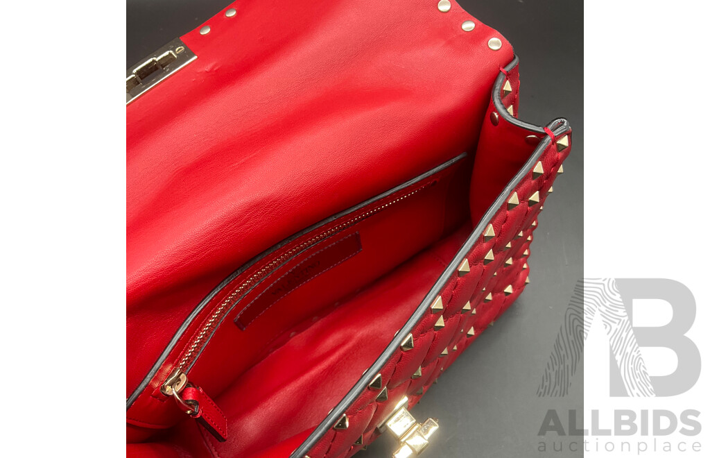 Rockstud Spike Quilted Red Bag Branded VALENTINO GARAVANI
