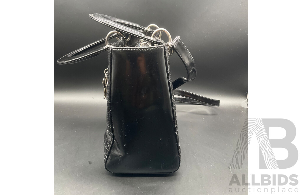 Lady Black Patent Leather with Signature Cannage Stitching Bag Branded CHRISTIAN DIOR