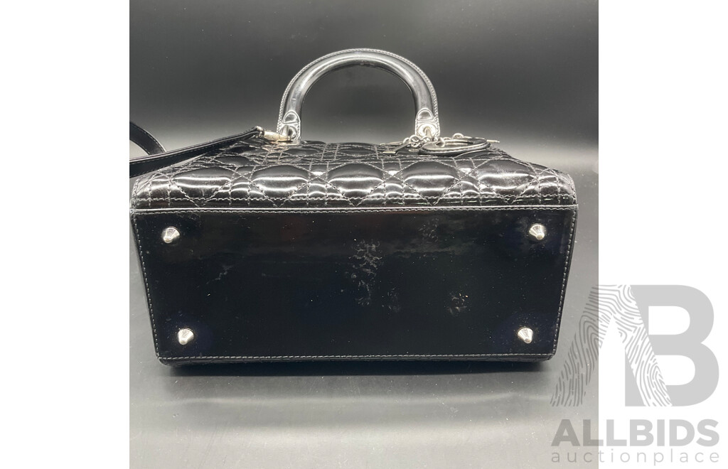 Lady Black Patent Leather with Signature Cannage Stitching Bag Branded CHRISTIAN DIOR