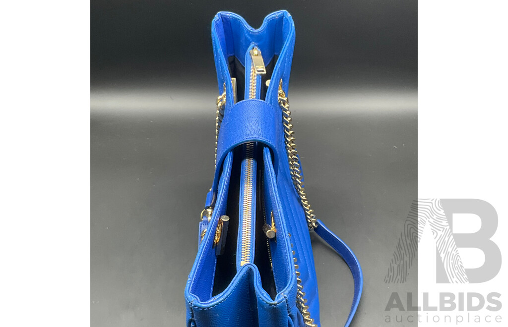 Chevron Cassandre Shopper Bag in Royal Blue Branded SAINT LAURENT