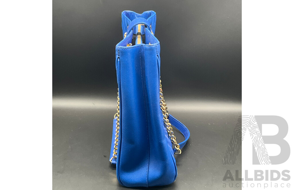 Chevron Cassandre Shopper Bag in Royal Blue Branded SAINT LAURENT