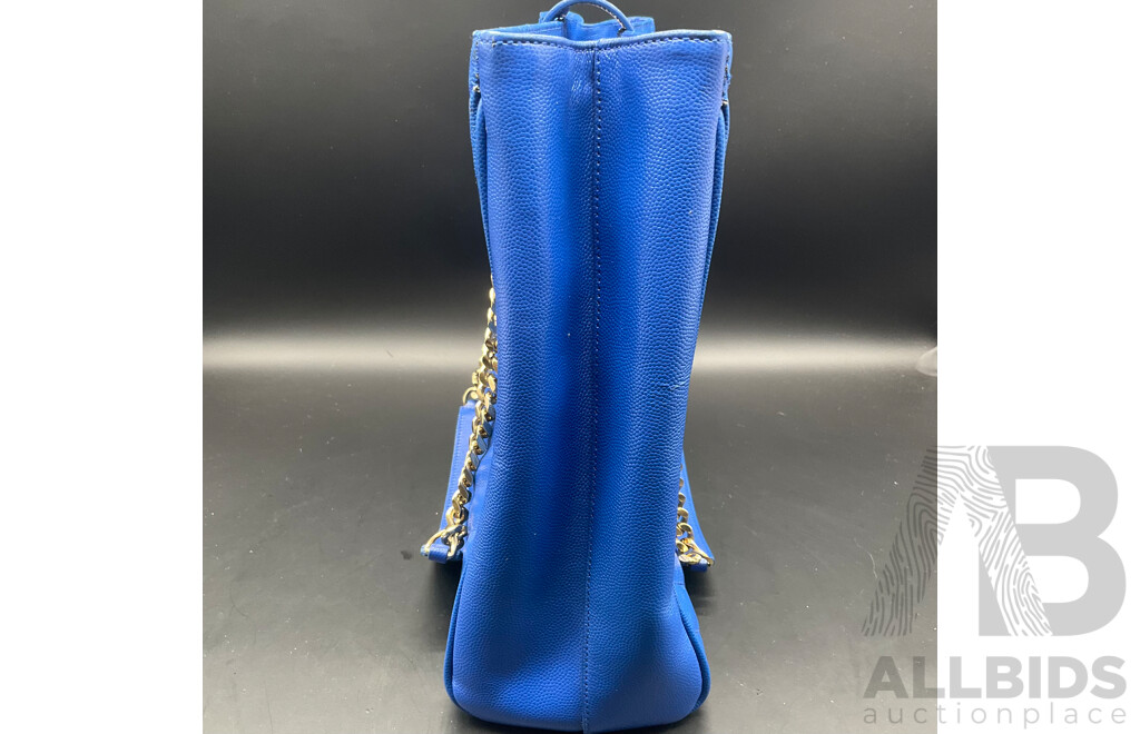 Chevron Cassandre Shopper Bag in Royal Blue Branded SAINT LAURENT