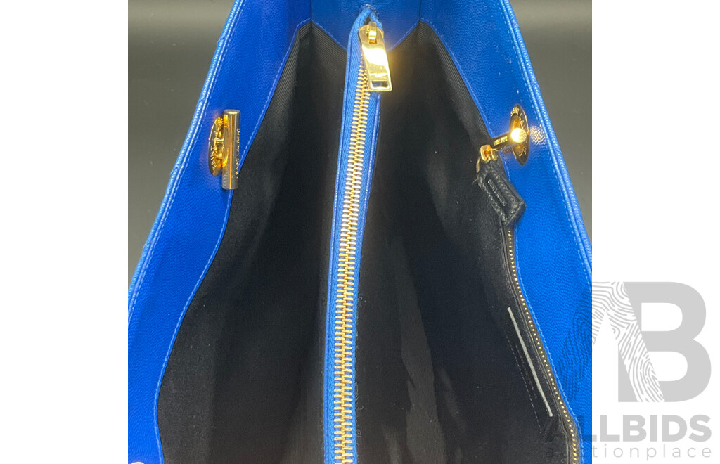 Chevron Cassandre Shopper Bag in Royal Blue Branded SAINT LAURENT