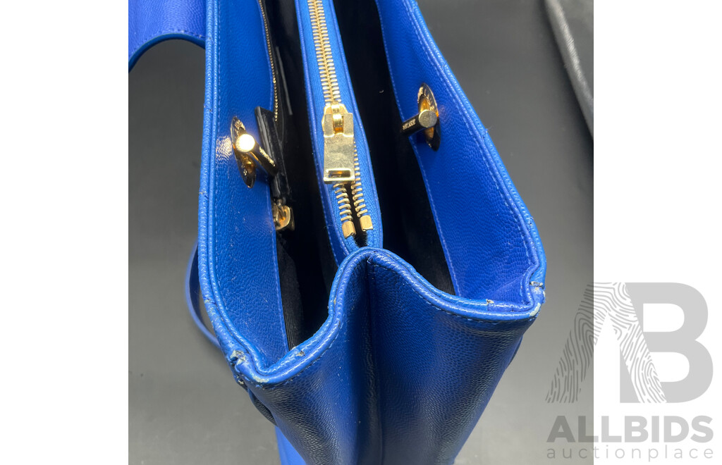 Chevron Cassandre Shopper Bag in Royal Blue Branded SAINT LAURENT