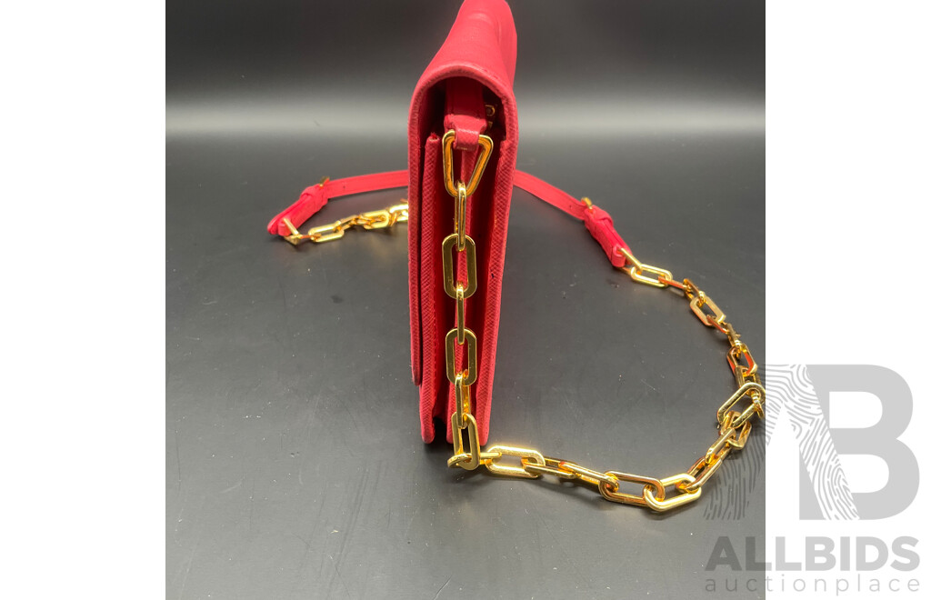 Fragola Saffiano Wallet on Chain Crossbody Bag Branded PRADA