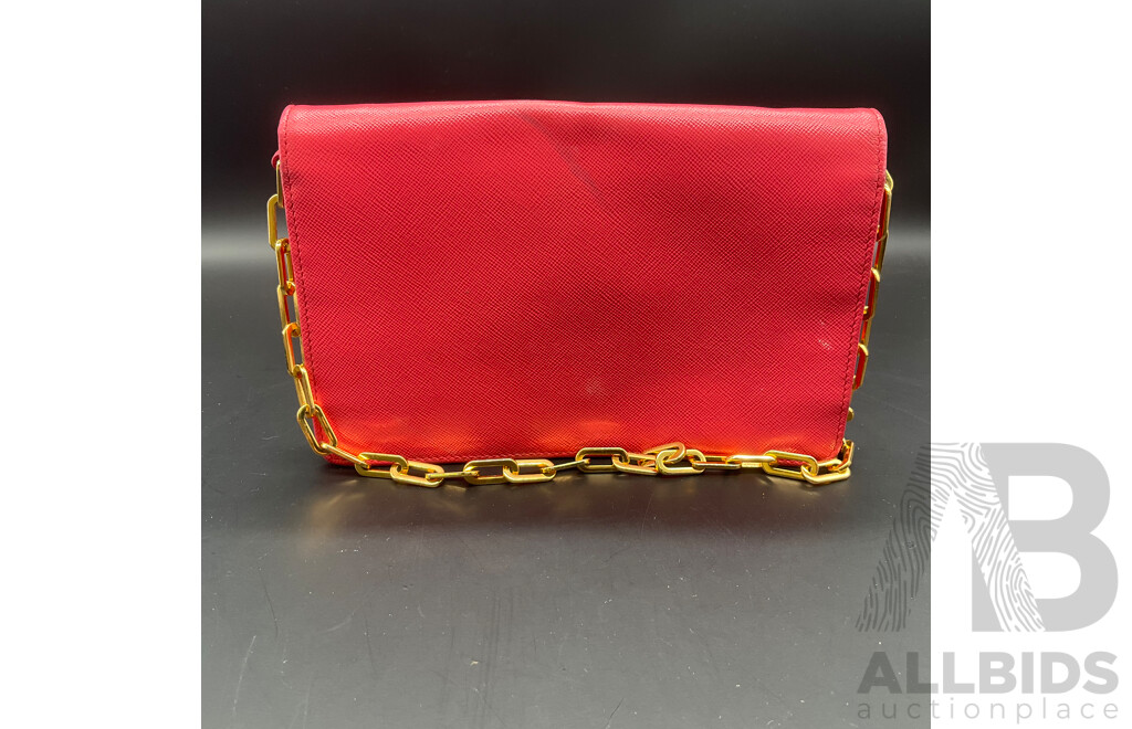 Fragola Saffiano Wallet on Chain Crossbody Bag Branded PRADA