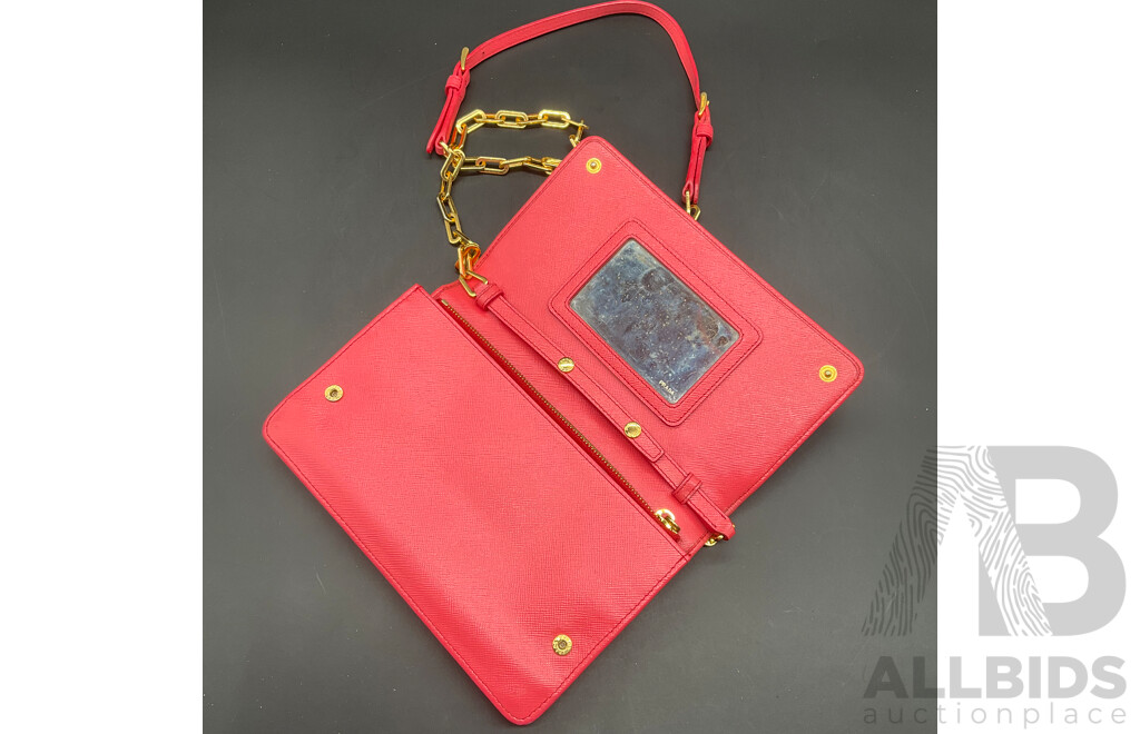 Fragola Saffiano Wallet on Chain Crossbody Bag Branded PRADA