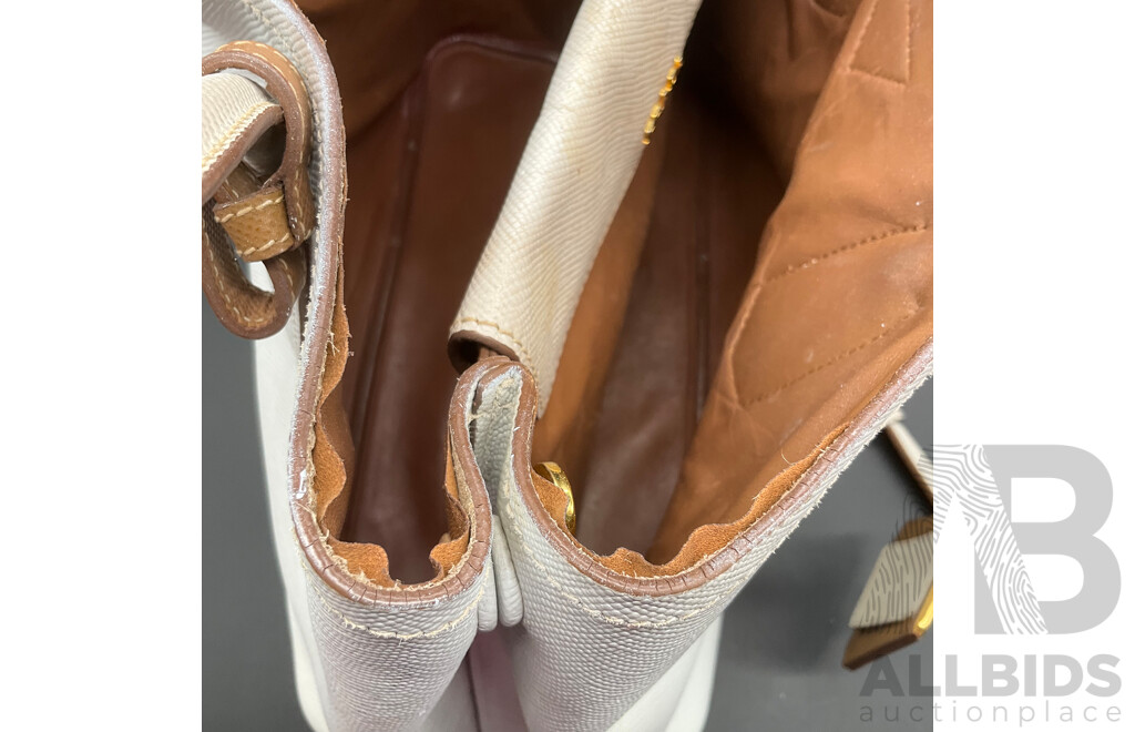 White Saffiano Cuir Double Tote Bag Branded PRADA
