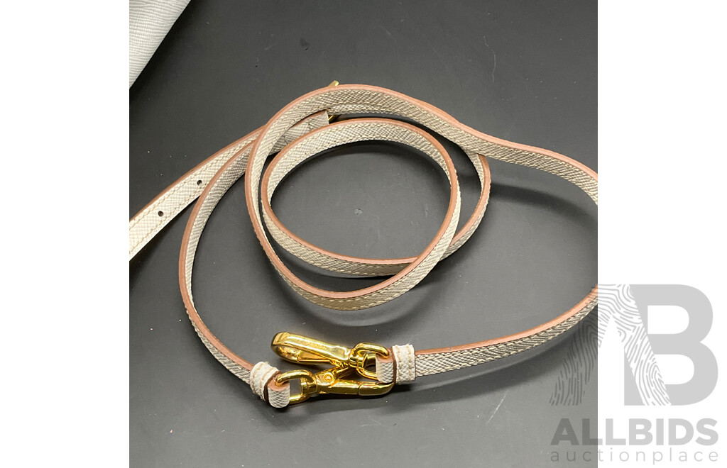 White Saffiano Cuir Double Tote Bag Branded PRADA