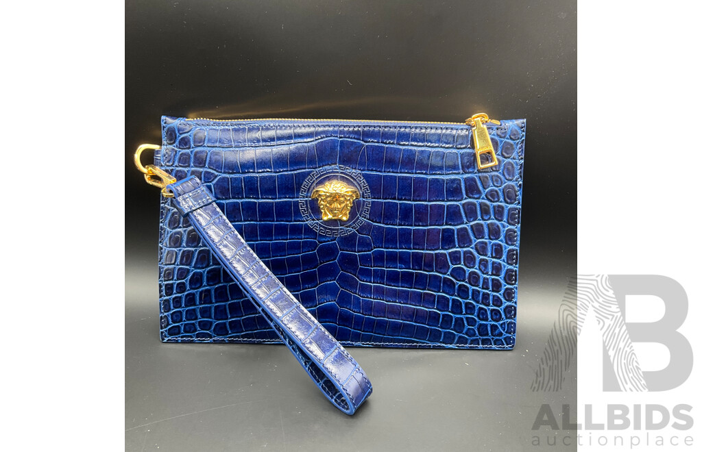 Crocodile Embossed La Medusa Pouch Branded VERSACE