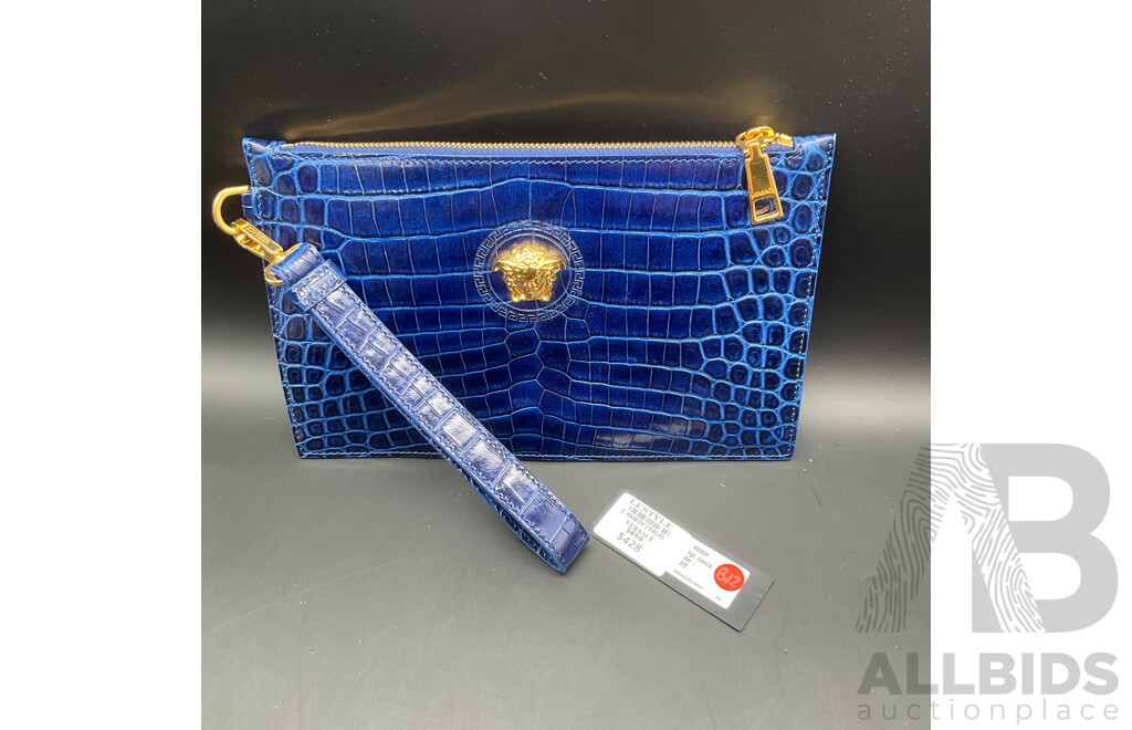 Crocodile Embossed La Medusa Pouch Branded VERSACE