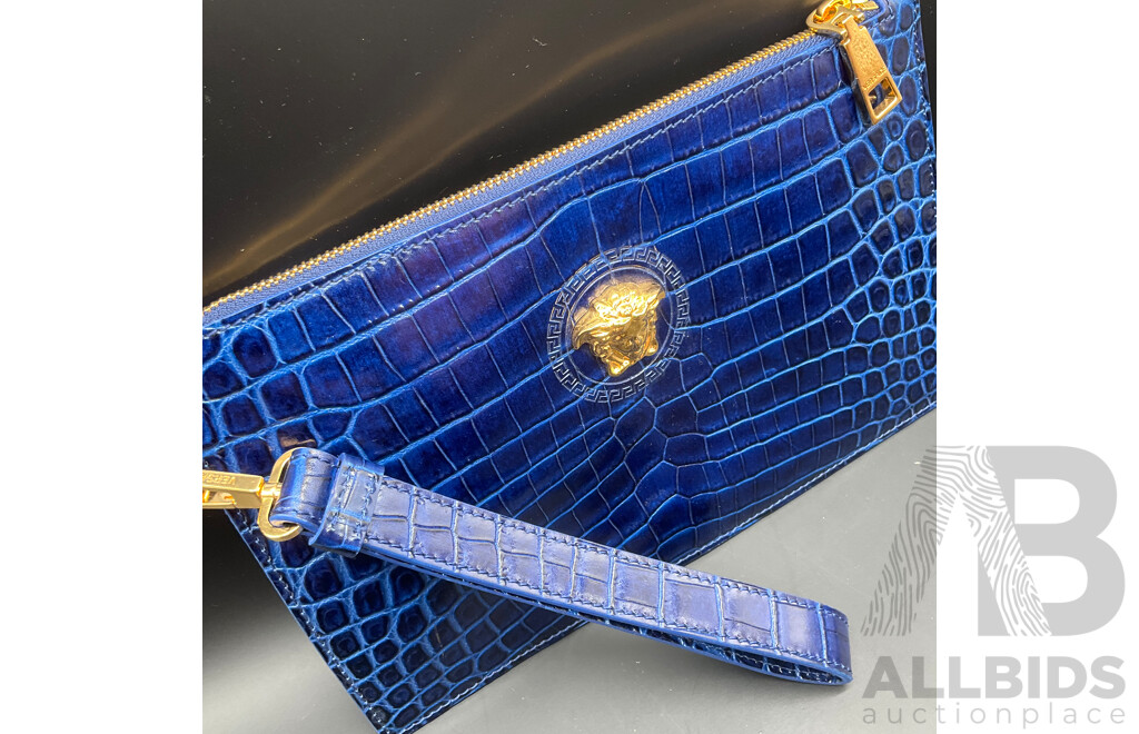Crocodile Embossed La Medusa Pouch Branded VERSACE